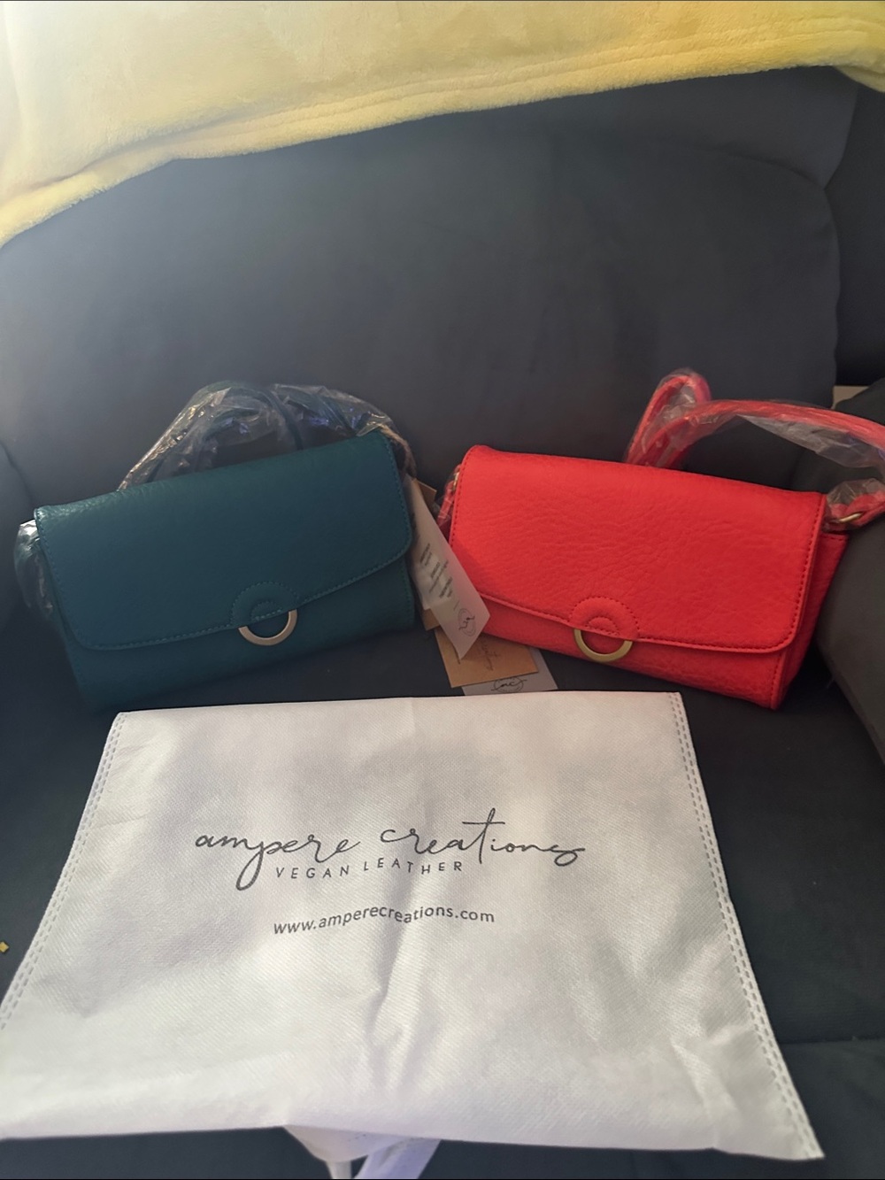 Ampere Creations Vegan Leather Crossbody bag - Teal & Coral